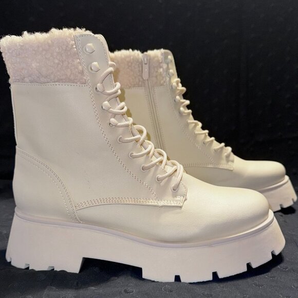 Womens Boots Size 9 Circus by Sam Edelman Larsa Ivory Mid-Calf Boots Chunky - Picture 2 of 13